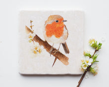 Laden Sie das Bild in den Galerie-Viewer, Bild auf Stein "Rotkehlchen im Frühling"