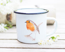 Laden Sie das Bild in den Galerie-Viewer, Emailletasse "Freches Rotkehlchen"