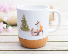 Laden Sie das Bild in den Galerie-Viewer, Große Tasse mit Korkboden "Fuchs und Hase"