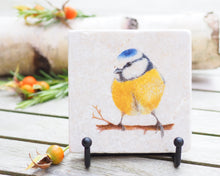 Laden Sie das Bild in den Galerie-Viewer, Bild auf Stein "Niedliche Blaumeise"