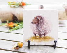 Laden Sie das Bild in den Galerie-Viewer, Antikmarmor-Fliese mit handgezeichnetem Tier- oder Blumenmotiv, dekorativ und einzigartig