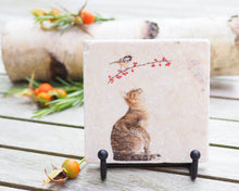 Laden Sie das Bild in den Galerie-Viewer, Antikmarmor-Fliese mit handgezeichnetem Tier- oder Blumenmotiv, dekorativ und einzigartig