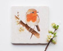 Laden Sie das Bild in den Galerie-Viewer, Bild auf Stein "Rotkehlchen mit Zweig"