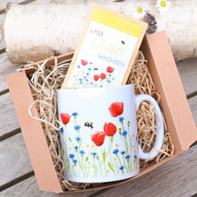 Laden Sie das Bild in den Galerie-Viewer, Geschenkset: Tasse aus Keramik "Mohnblumentasse + Bio-Blumensamen + Geschenkkarton"