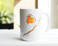Laden Sie das Bild in den Galerie-Viewer, Große Teetasse "Rotkehlchen im Frühling"