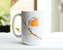 Laden Sie das Bild in den Galerie-Viewer, Große Teetasse "Rotkehlchen im Frühling"