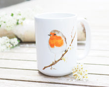 Laden Sie das Bild in den Galerie-Viewer, Große Teetasse "Rotkehlchen im Frühling"