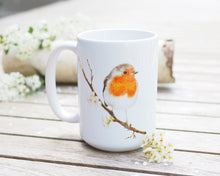 Laden Sie das Bild in den Galerie-Viewer, Große Teetasse "Rotkehlchen im Frühling"