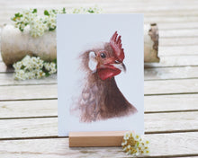 Laden Sie das Bild in den Galerie-Viewer, Kunstdruck / gedruckte Karte mit Huhn auf feinstem Cotton-Papier