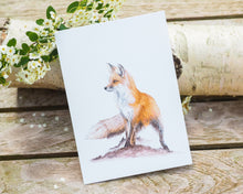 Laden Sie das Bild in den Galerie-Viewer, Kunstdruck / gedruckte Karte mit schönstem Fuchs auf feinstem Cotton-Papier