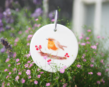 Laden Sie das Bild in den Galerie-Viewer, Anhänger aus Keramik mit Rotkehlchen