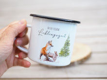 Laden Sie das Bild in den Galerie-Viewer, Emailletasse Weihnachten "Fuchs und Hase"