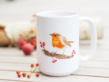 Laden Sie das Bild in den Galerie-Viewer, Große Teetasse "Rotkehlchen mit Beeren"