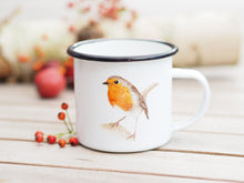Laden Sie das Bild in den Galerie-Viewer, Emailletasse "Freches Rotkehlchen"