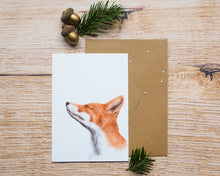 Laden Sie das Bild in den Galerie-Viewer, Weihnachtskarte / Klappkarte inkl. Umschlag "Schnupperfuchs" auf feinstem Cotton-Papier