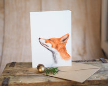Laden Sie das Bild in den Galerie-Viewer, Weihnachtskarte / Klappkarte inkl. Umschlag "Schnupperfuchs" auf feinstem Cotton-Papier