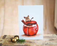 Laden Sie das Bild in den Galerie-Viewer, Weihnachtskarte Grußkarte auf feinem Cotton-Papier mit Tier- oder Blumenmotiv, liebevoll illustriert