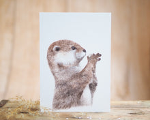 Laden Sie das Bild in den Galerie-Viewer, Grußkarte auf feinem Cotton-Papier mit Tier- oder Blumenmotiv, liebevoll illustriert