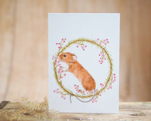 Laden Sie das Bild in den Galerie-Viewer, Weihnachtskarte Grußkarte auf feinem Cotton-Papier mit Tier- oder Blumenmotiv, liebevoll illustriert
