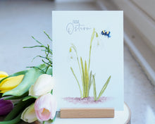 Laden Sie das Bild in den Galerie-Viewer, Kunstdruck / gedruckte Karte mit Friedenstaube "Frohe Ostern" auf feinstem Cotton-Papier