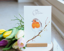 Laden Sie das Bild in den Galerie-Viewer, Kunstdruck / gedruckte Karte mit Friedenstaube "Frohe Ostern" auf feinstem Cotton-Papier