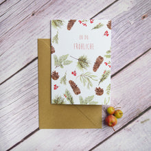 Laden Sie das Bild in den Galerie-Viewer, Klappkarte / Kunstdruck inkl. Umschlag mit Zweigen und Zapfen "Oh du fröhliche" auf feinstem Cotton-Papier, Helle Tage Weihnachten Tannenbaum
