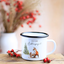 Laden Sie das Bild in den Galerie-Viewer, Emailletasse Weihnachten "Fuchs und Hase"