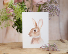 Laden Sie das Bild in den Galerie-Viewer, Kunstdruck / gedruckte Karte mit zierlichem Kaninchen auf feinstem Cotton-Papier