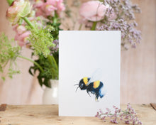 Laden Sie das Bild in den Galerie-Viewer, Kunstdruck / gedruckte Karte mit pummeliger Hummel auf feinstem Cotton-Papier