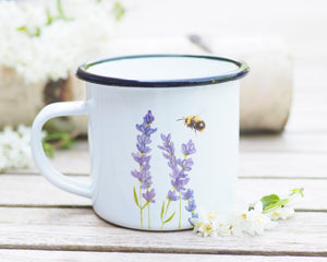 Emailletasse  "Lavendel mit Wildbiene" (Kopie)