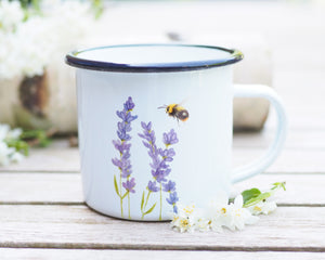 Emailletasse  "Lavendel mit Wildbiene" (Kopie)