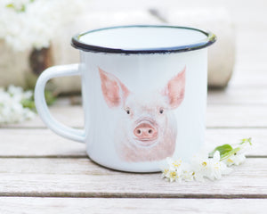 Emailletasse  "Rosa Schweinchen"