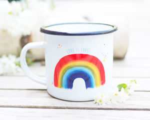 Emailletasse  "Zeit für Regenbögen"