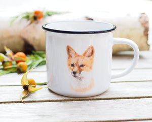 Keramiktasse mit Rand in Vintageoptik "Kleiner Fuchs"