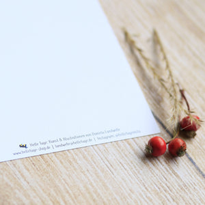 Kunstdruck / gedruckte Karte mit weiser Eule auf feinstem Cotton-Papier