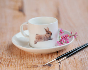 Espressotasse Tasse mug aus feiner Keramik "Hoppelhäschen"