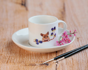 Espressotasse Tasse mug aus feiner Keramik "Maus und Brombeeren"