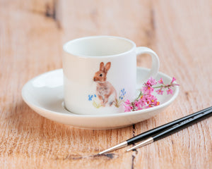 Espressotasse Tasse mug aus feiner Keramik "Häschen im Gras"