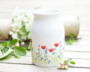 Milchkännchen/Vase "Blumenwiese mit Mohn"