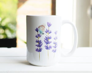Große Teetasse "Lavendel mit Schmetterling"