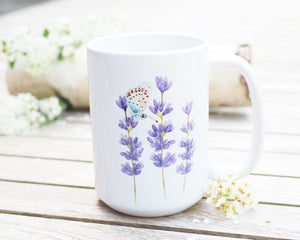 Große Teetasse "Lavendel mit Schmetterling"