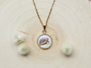 Kette mit Anhänger "Kleiner Igel", Edelstahlfassung, gold- oder silberfarben