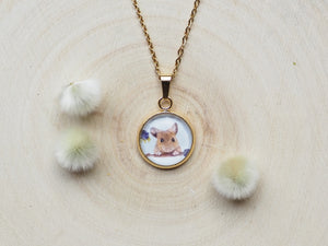 Kette mit Anhänger "Süße Maus", Edelstahlfassung, gold- oder silberfarben
