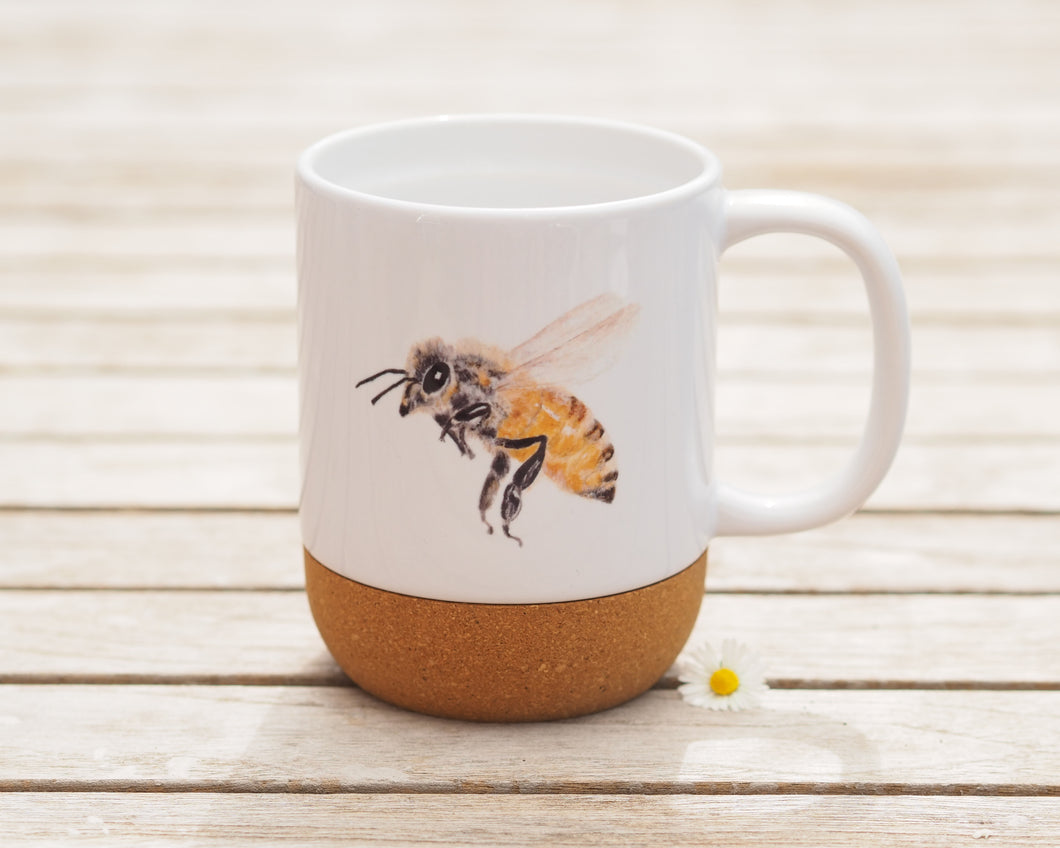 Große Tasse mit Korkboden, glänzend, 