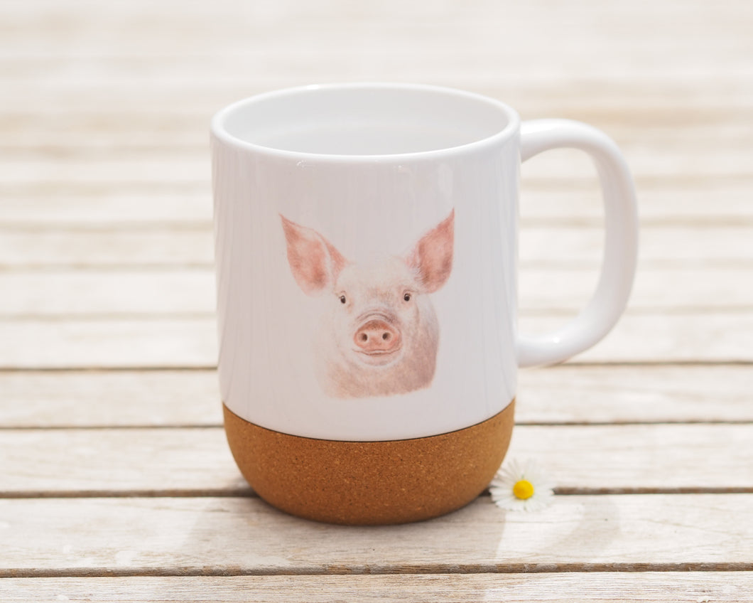 Große Tasse mit Korkboden, glänzend, 