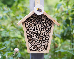 Bienenhotel / Insektenhaus mit handgemalter Hummel