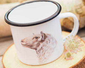 Emailletasse "Schafportrait"
