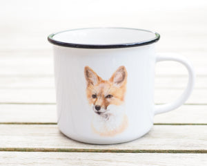 Keramiktasse mit Rand in Vintageoptik "Kleiner Fuchs"