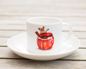 Espressotasse Tasse mug aus feiner Keramik "Bratapfel mit Maus"