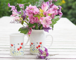 Milchkännchen/Vase "Blumenwiese mit Mohn"